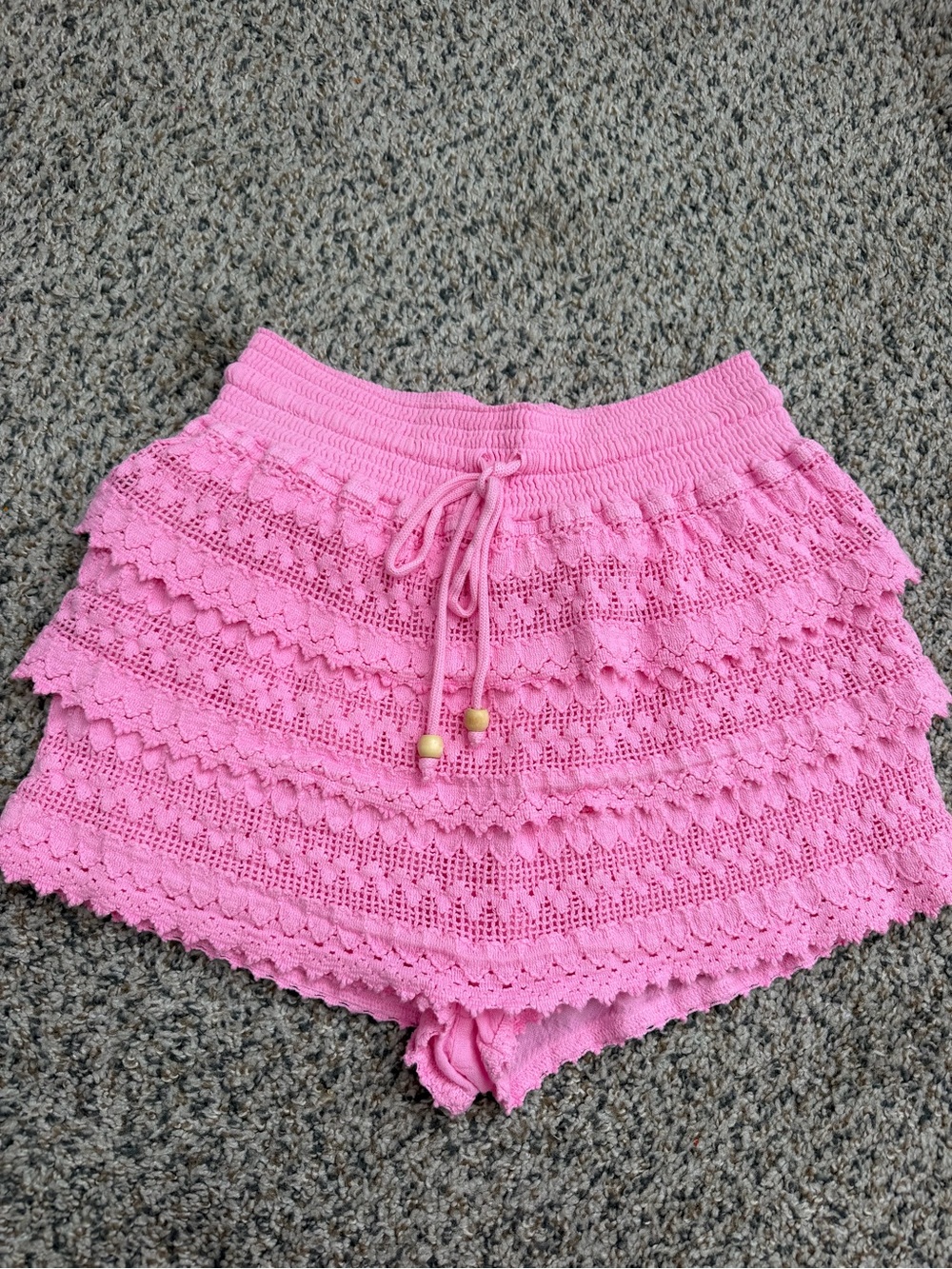 BLANCO by NATURE Pink Cotton Knit Skort High Rise Drawstring Beaded L